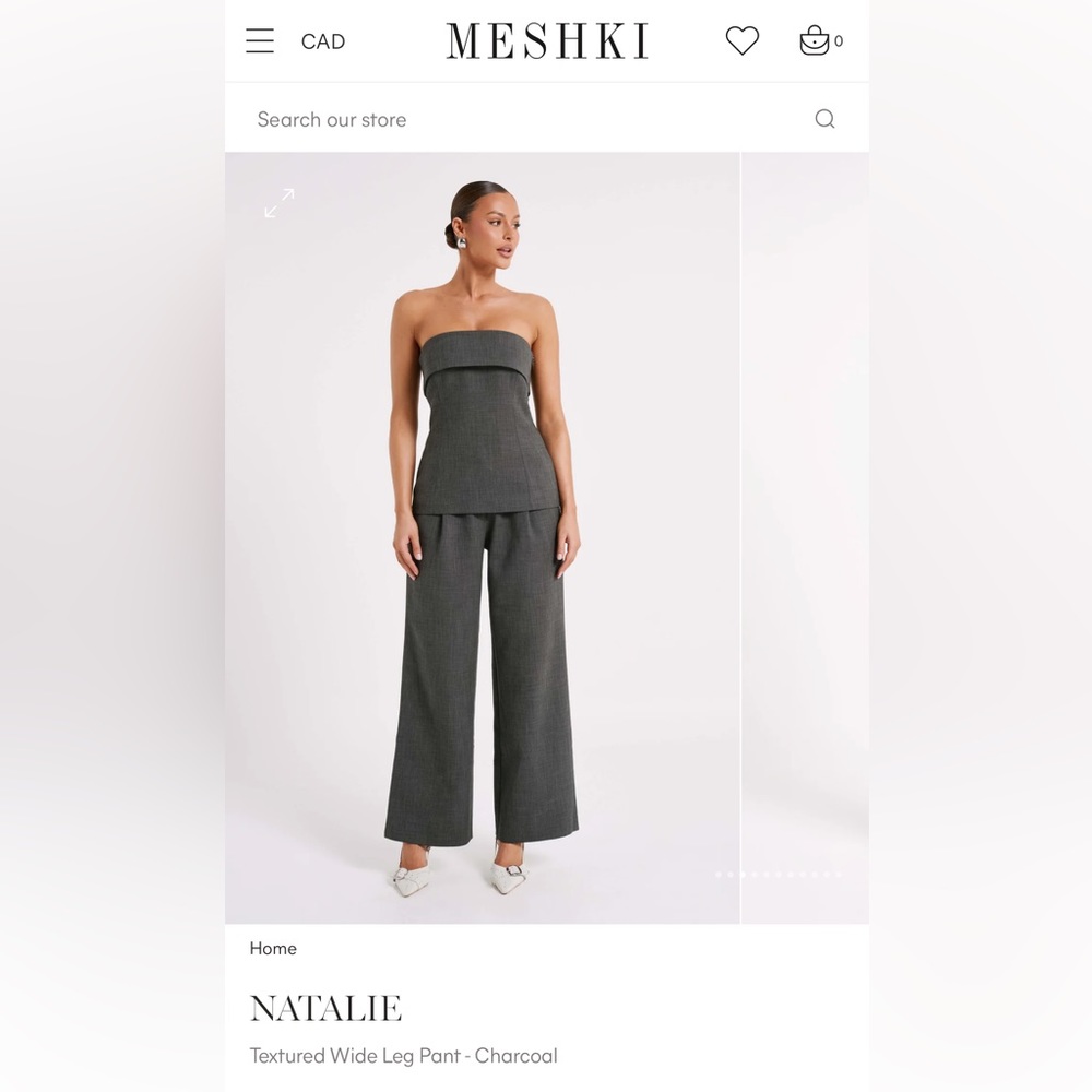 Meshki Charcoal Textured Wide Leg Pants
